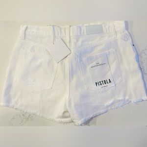 Pistola Women’s Cut-Off Shorts White Distressed Denim Mid Rise -NEW w/tags - 27